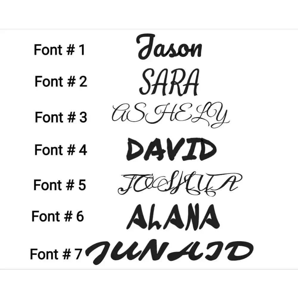 Personalized baby room wall decorations featuring various name fonts for nursery decor