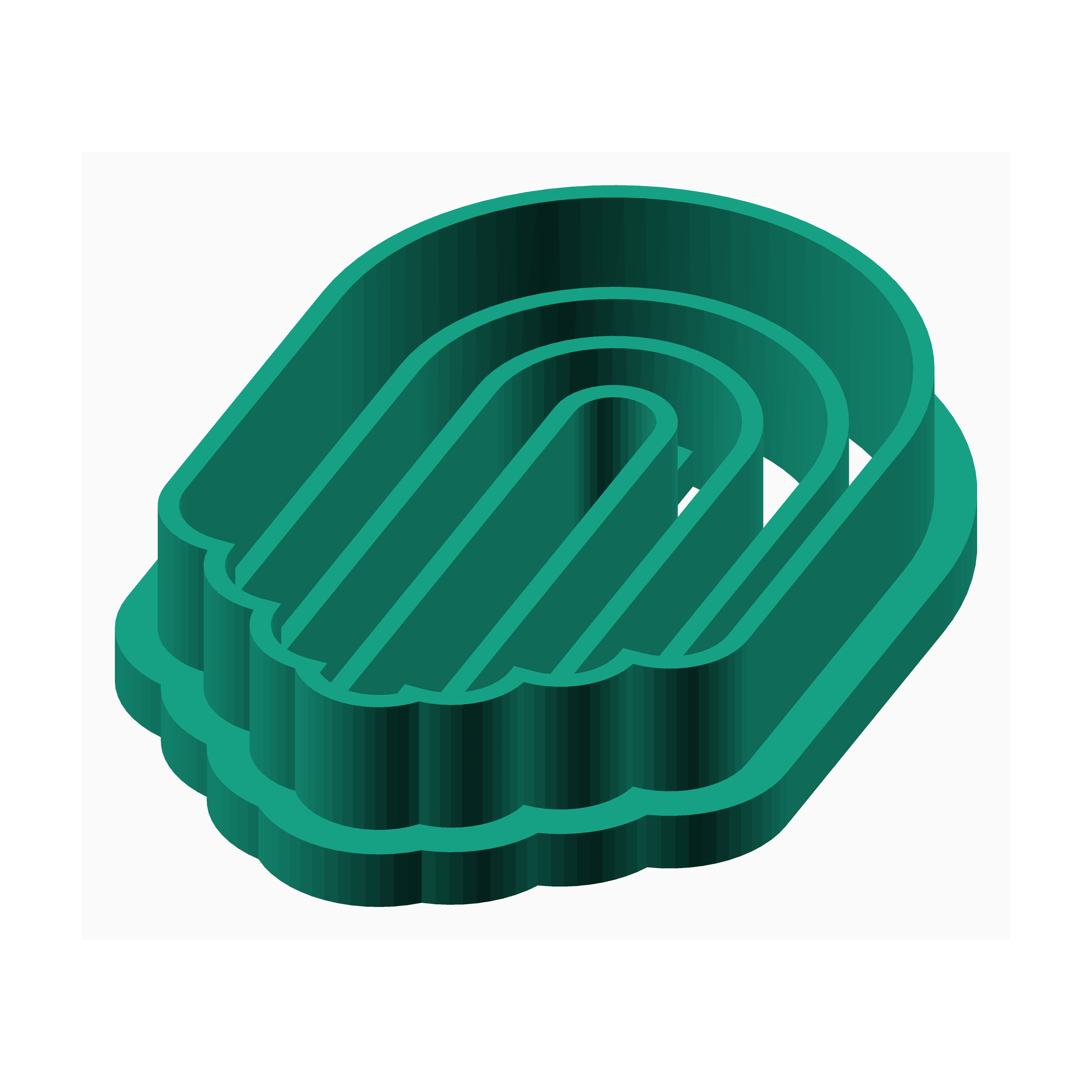 Green custom clay cutter for earrings shaped like a rainbow by The Create Studio