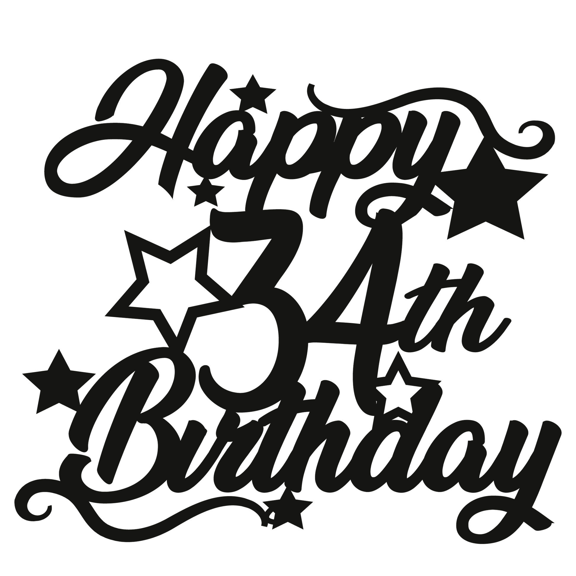 34th Birthday - Numbered - Cake Topper - The Create Studio