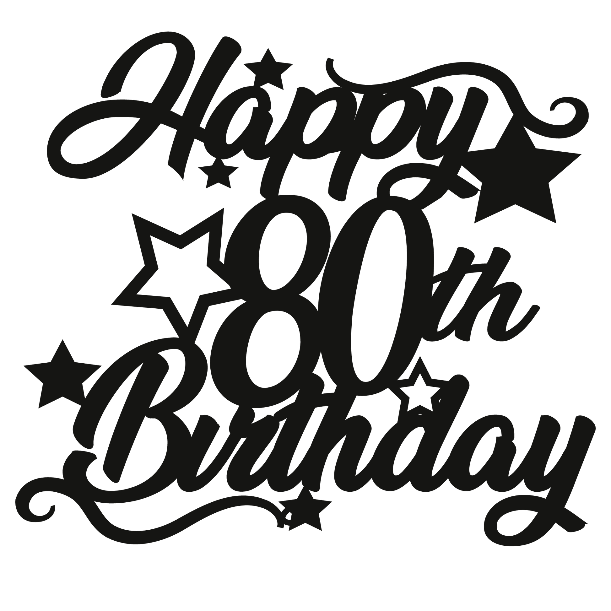 80th Birthday - Numbered - Cake Topper - The Create Studio