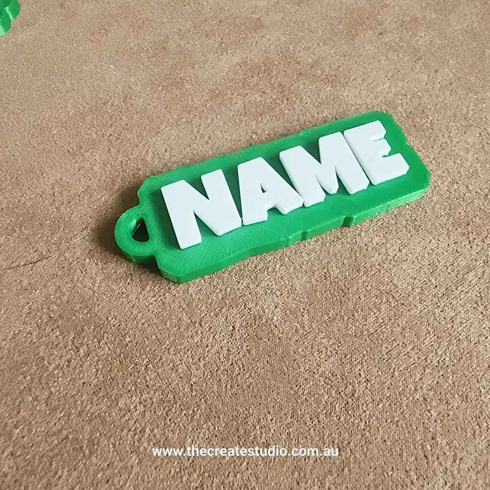 Bright green personalised keychain with name in bold 3D letters for unique gifting options
