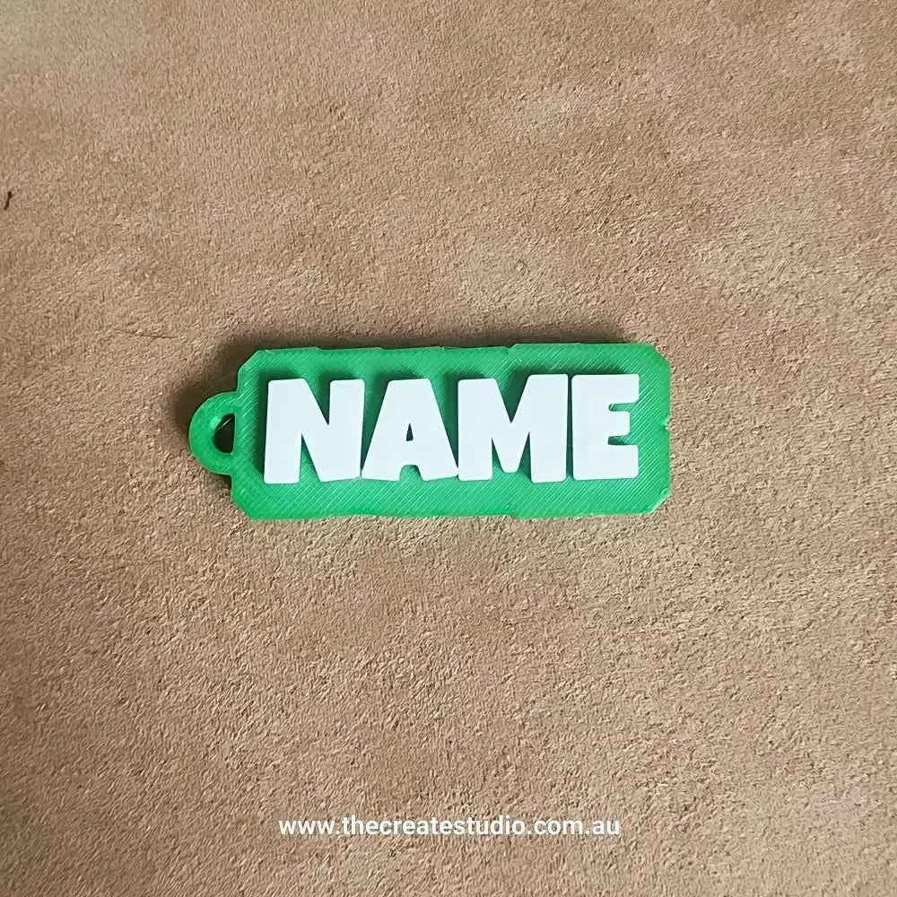 Personalised keychain with name in vibrant green design for custom identification