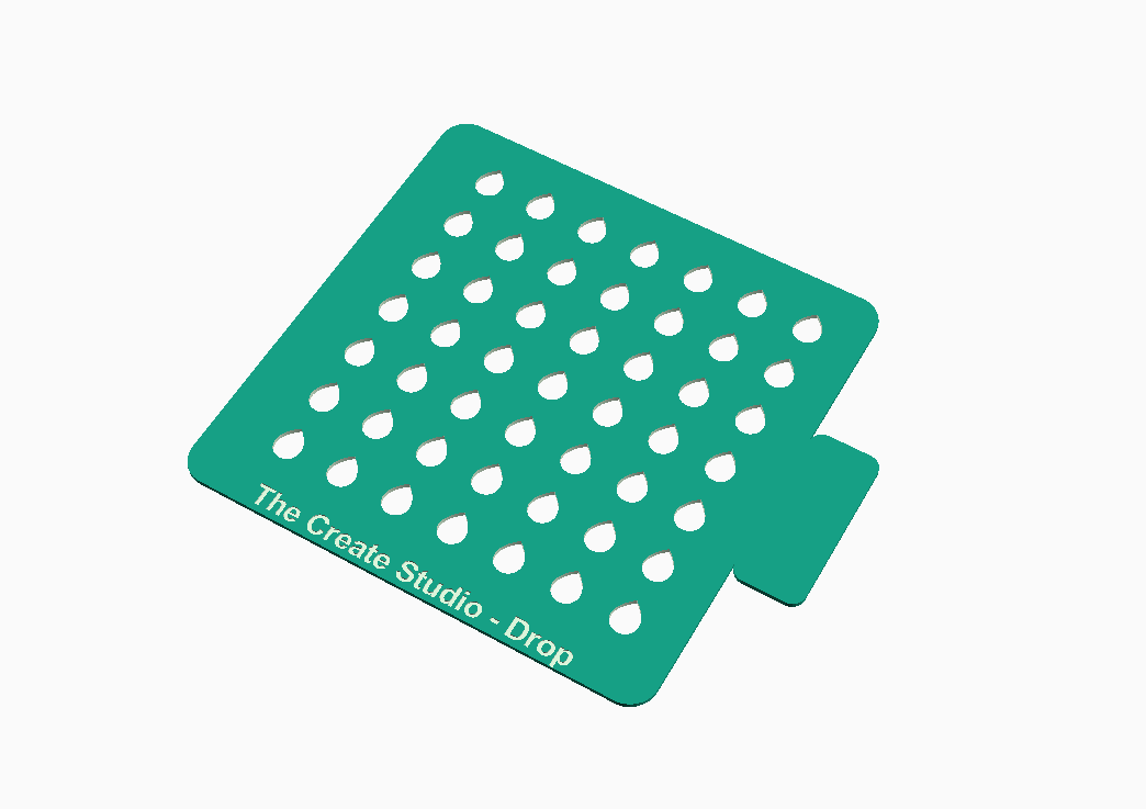 Drop shape stencil for crafts by The Create Studio, featuring multiple teardrop patterns for creative projects