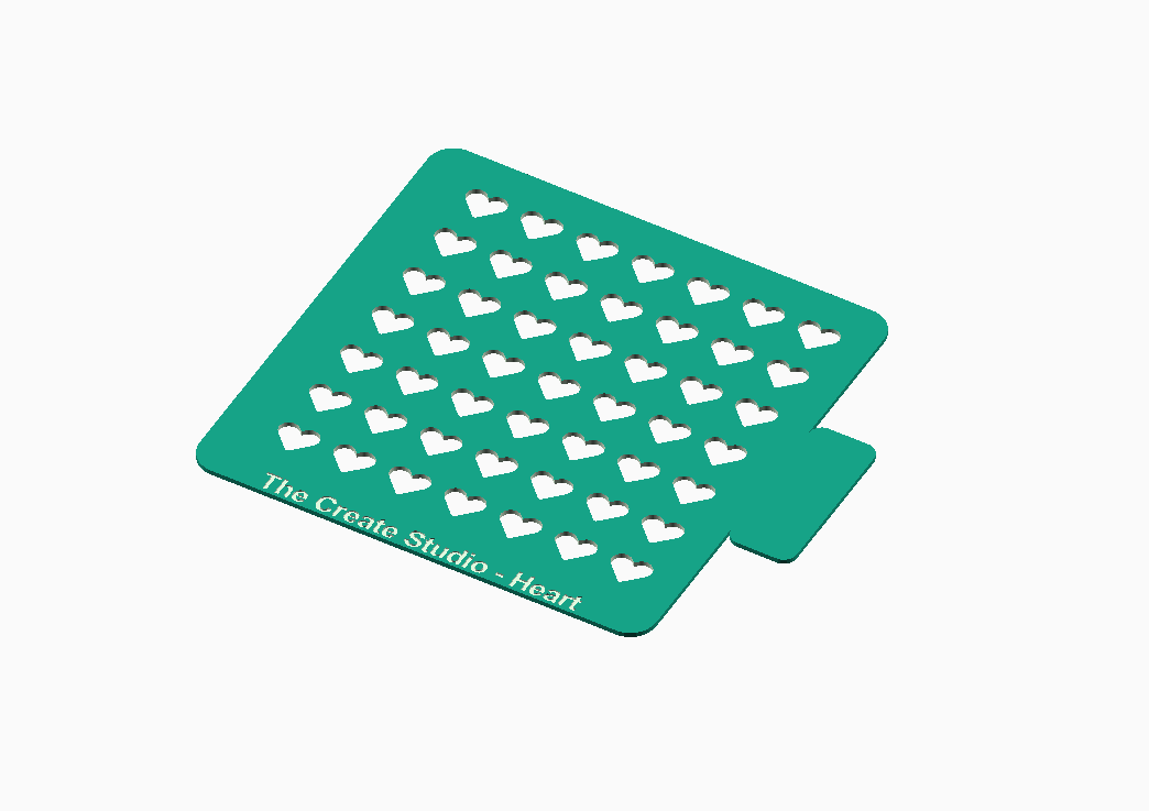 Heart shaped stencil for baking by The Create Studio with multiple heart designs for decorating treats