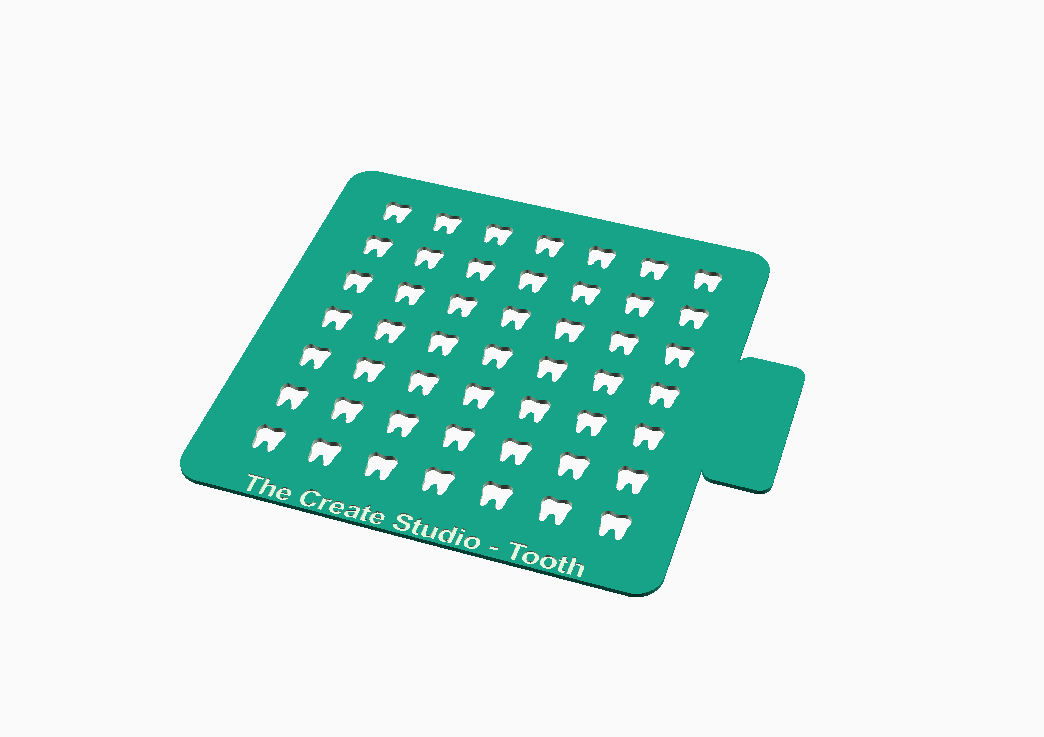 Green sprinkler stencil for cookies featuring tooth designs from The Create Studio