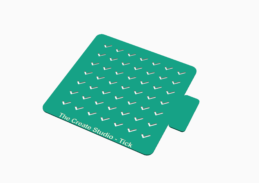 Tick shape stencil for crafts by The Create Studio, perfect for adding patterns to baking projects