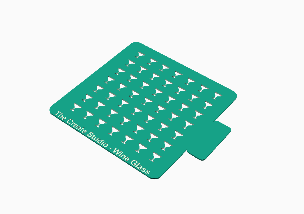 The Create Studio wine glass stencil for crafts featuring repeated wine glass designs for creative projects