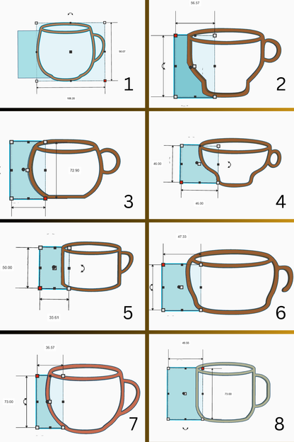 Set of 30 Mug-Shaped Pottery Ribs - Durable Plastic Clay Tools for Potters