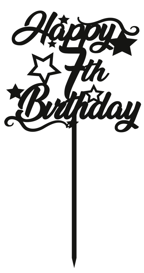 7th Birthday - Numbered - Cake Topper - The Create Studio