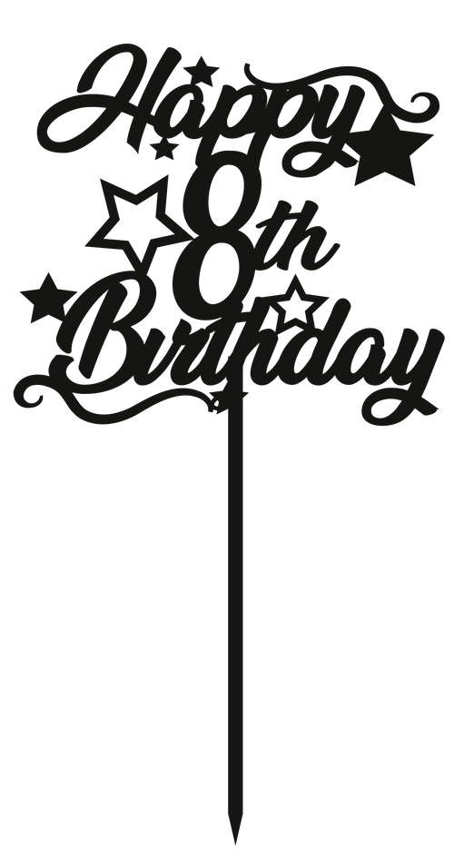8th Birthday - Numbered - Cake Topper - The Create Studio