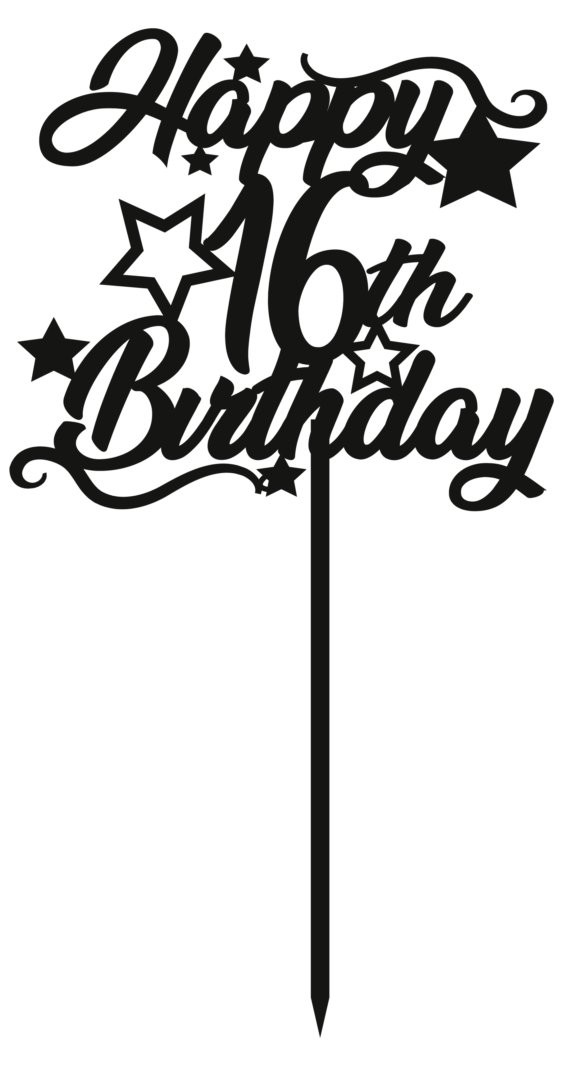 Cake Topper - Circular Number Sixteen 16 - The Create Studio