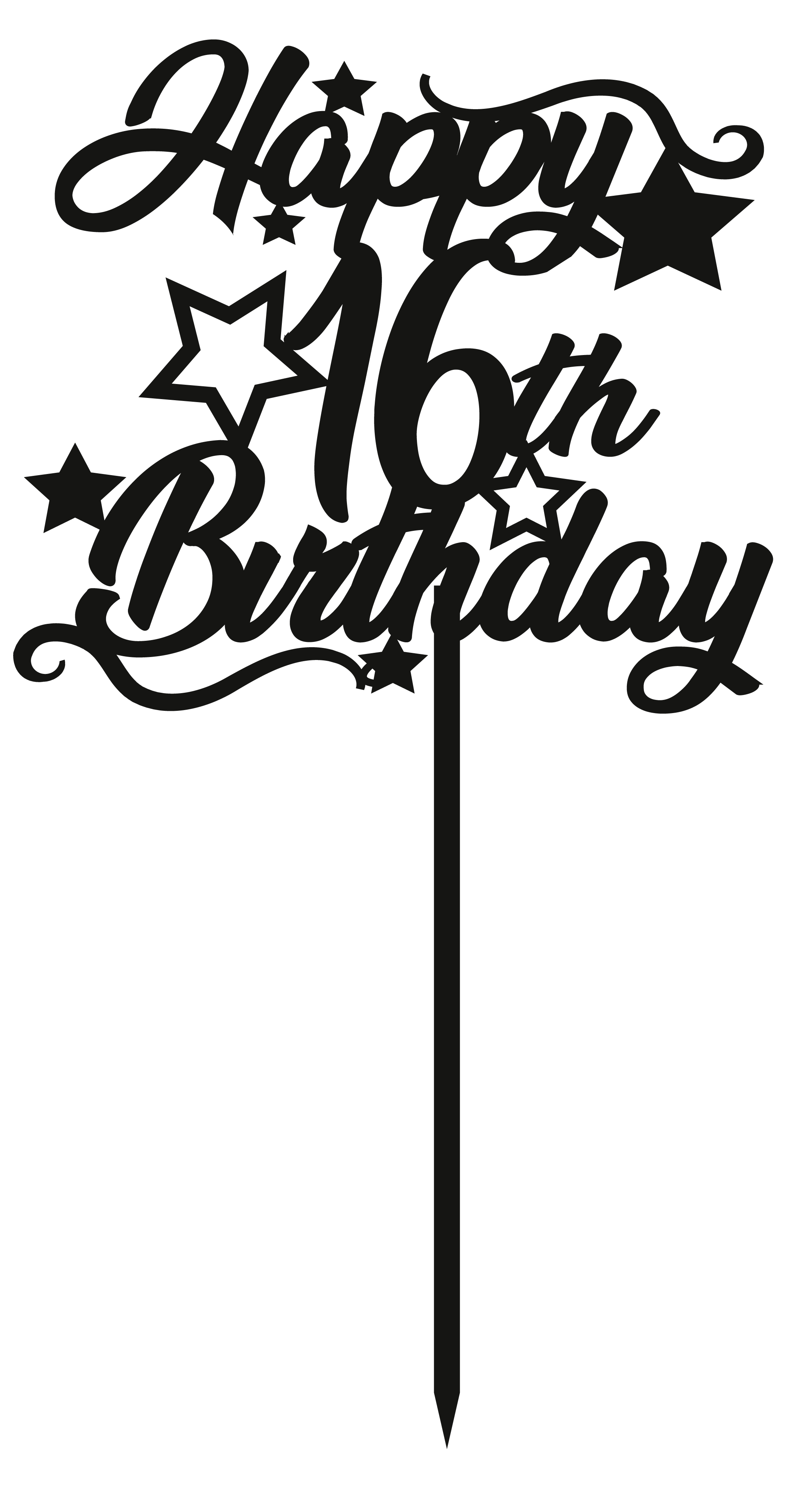 Cake Topper - Circular Number Sixteen 16 - The Create Studio