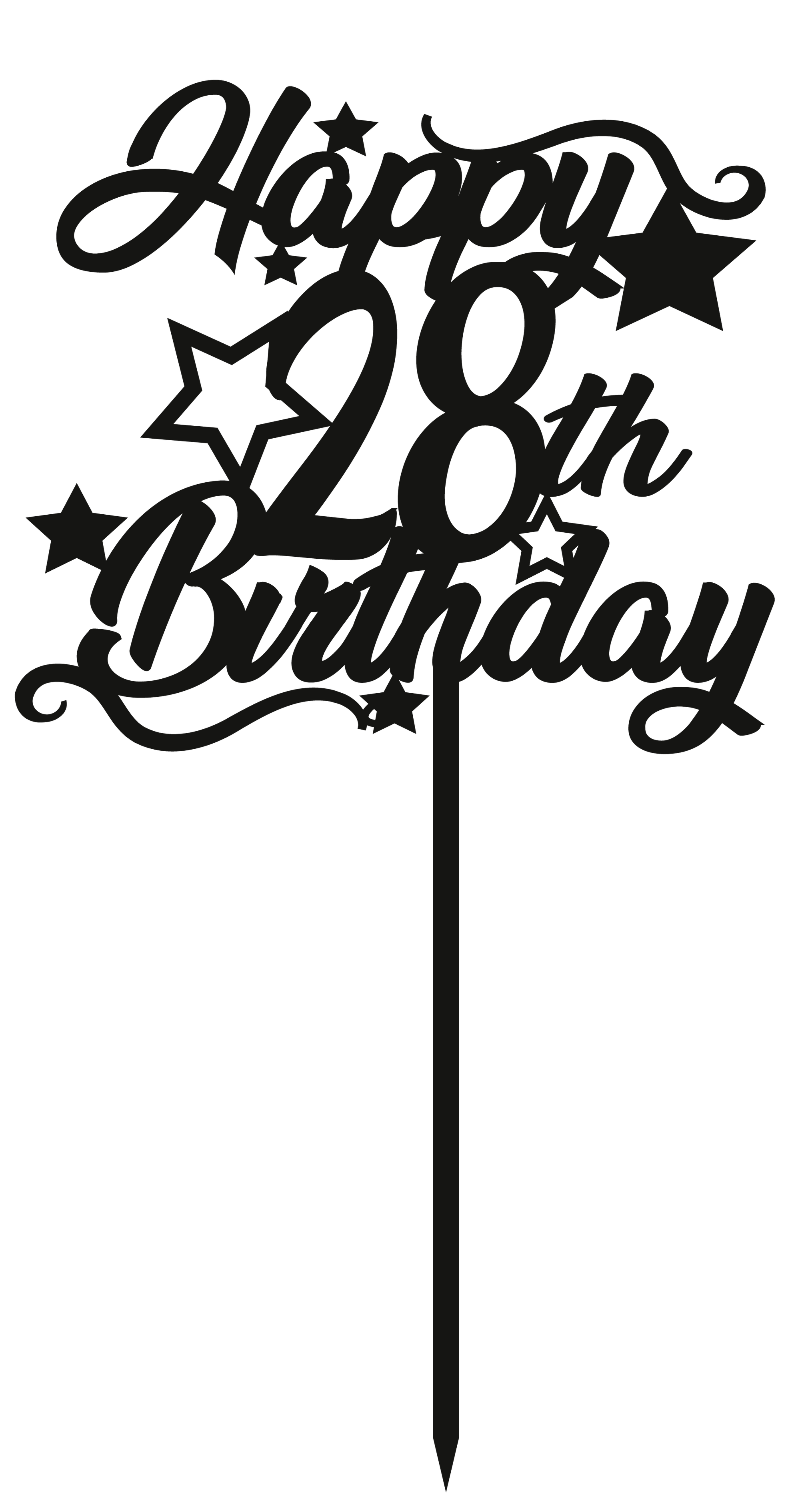 28th Birthday - Numbered - Cake Topper - The Create Studio