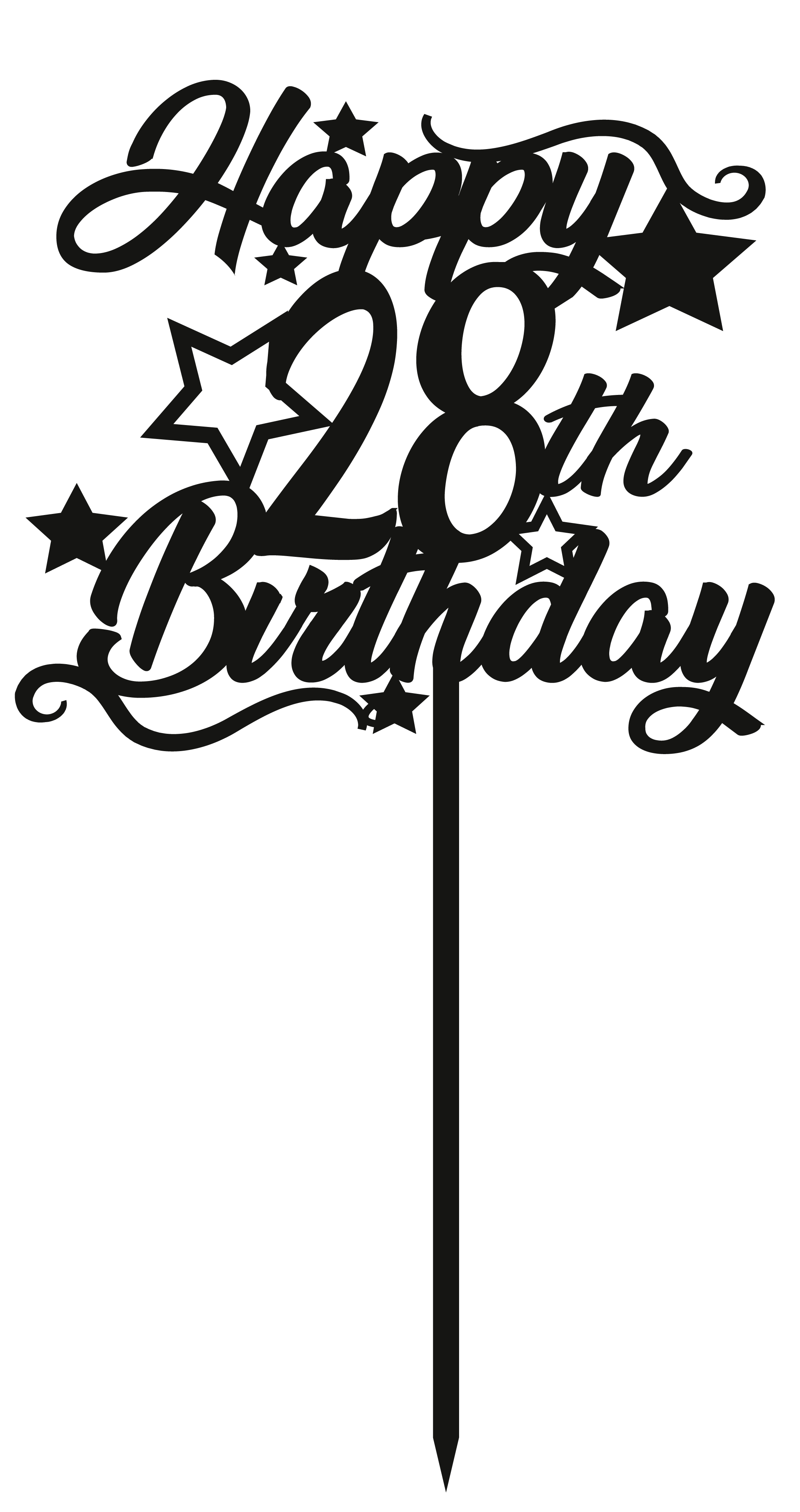 28th Birthday - Numbered - Cake Topper - The Create Studio