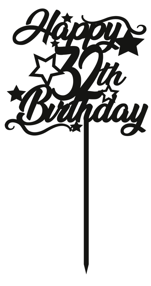 32nd Birthday - Numbered - Cake Topper - The Create Studio