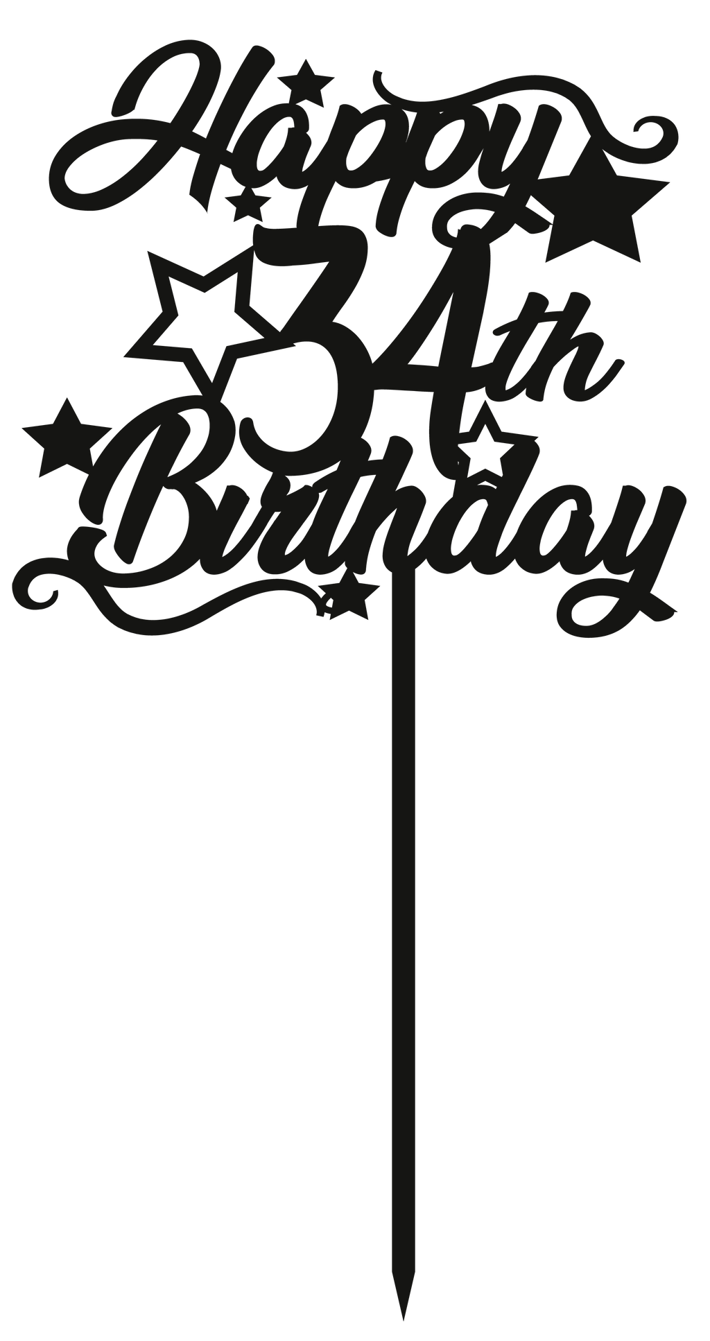 34th Birthday - Numbered - Cake Topper - The Create Studio