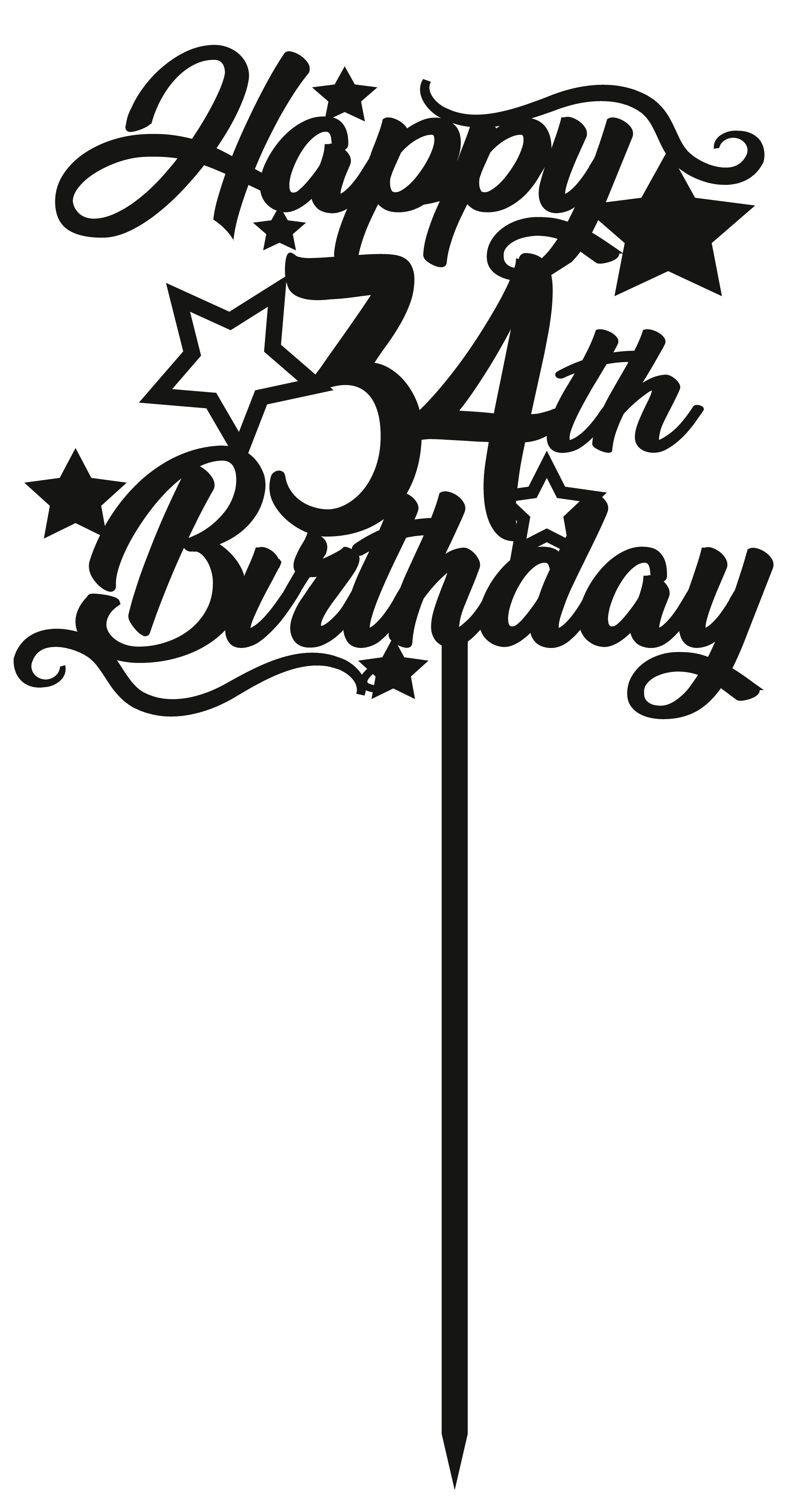 34th Birthday - Numbered - Cake Topper - The Create Studio