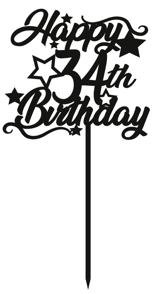 34th Birthday - Numbered - Cake Topper - The Create Studio