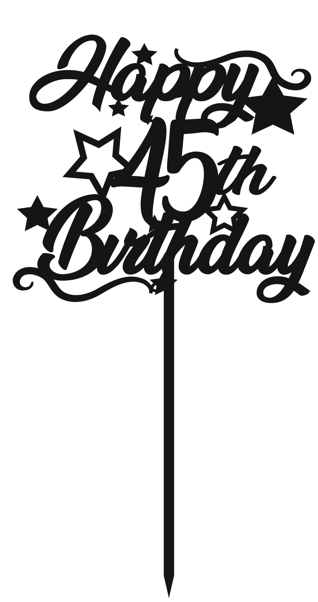 45th Birthday - Numbered - Cake Topper - The Create Studio