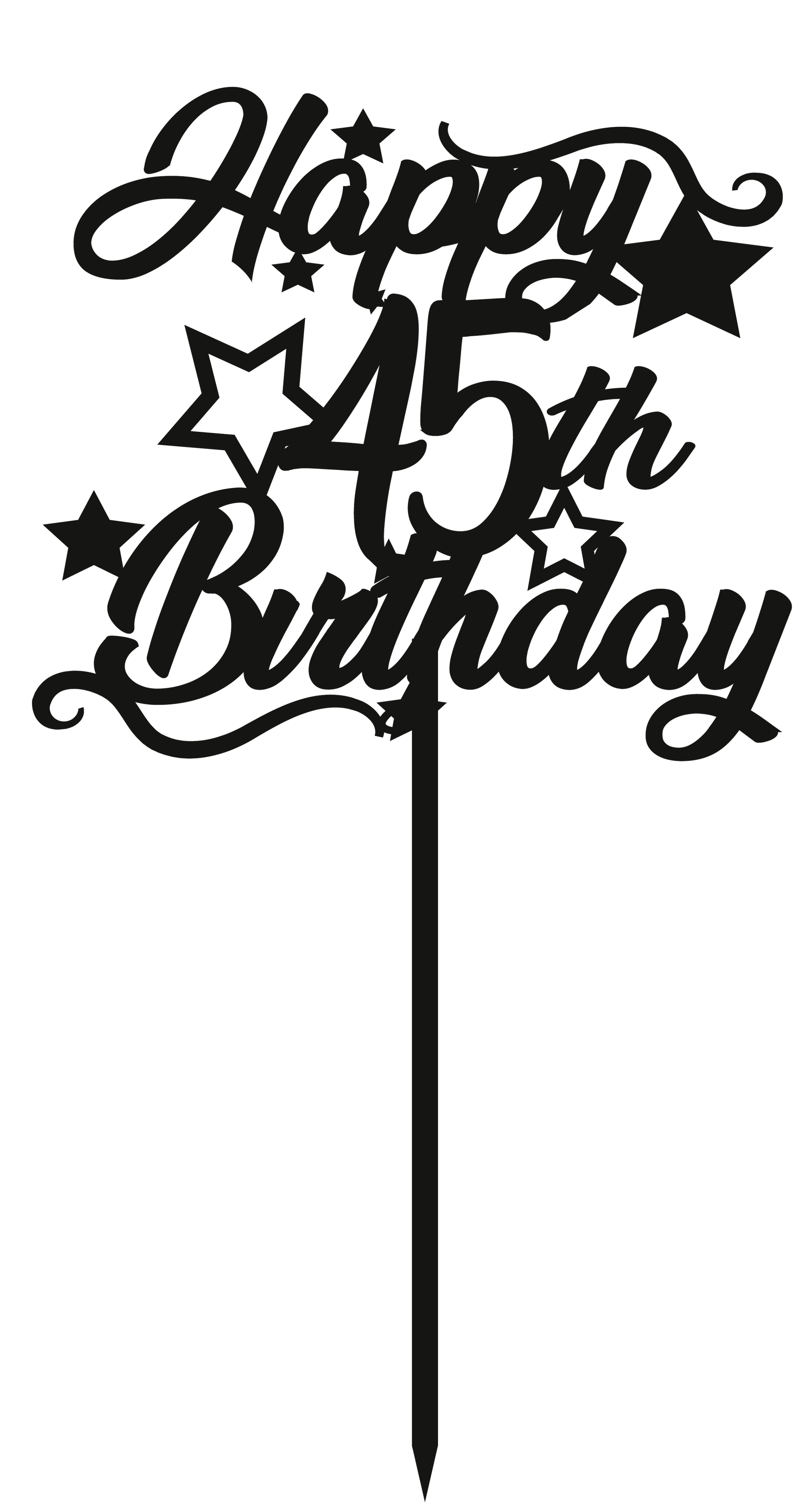 45th Birthday - Numbered - Cake Topper - The Create Studio