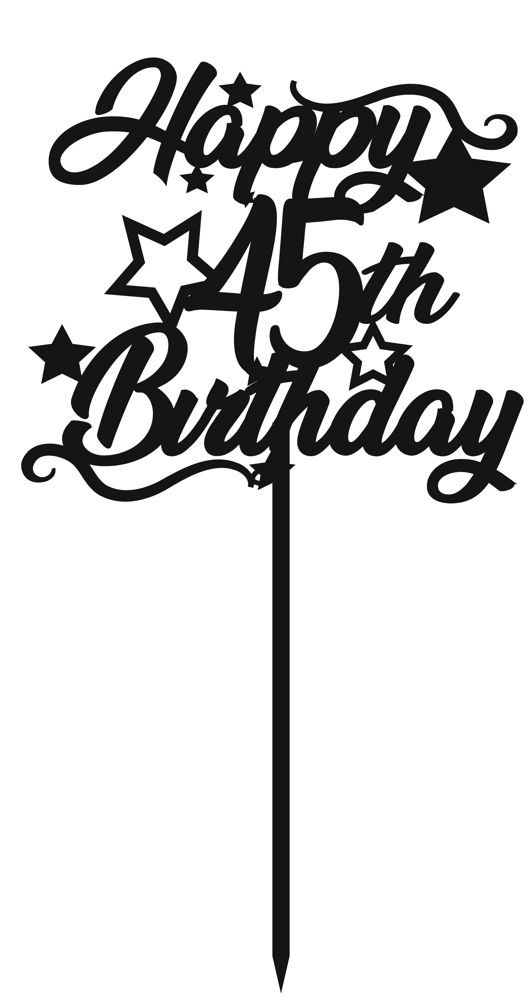 45th Birthday - Numbered - Cake Topper - The Create Studio