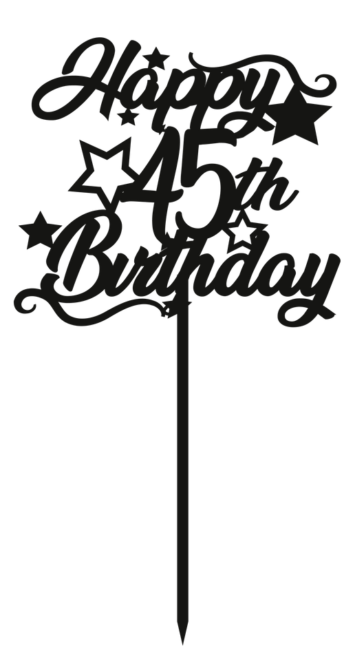 45th Birthday - Numbered - Cake Topper - The Create Studio