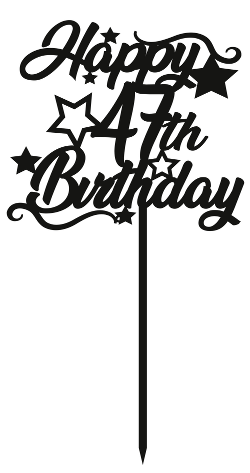 47th Birthday - Numbered - Cake Topper - The Create Studio