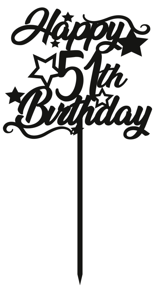 51st Birthday - Numbered - Cake Topper - The Create Studio