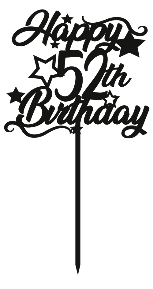 52nd Birthday - Numbered - Cake Topper - The Create Studio