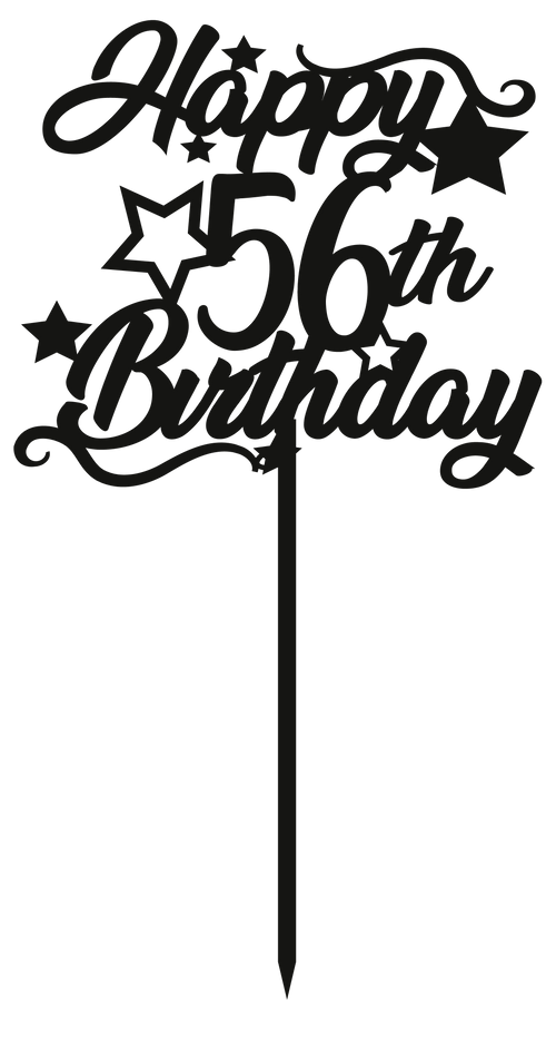 56th Birthday - Numbered - Cake Topper - The Create Studio