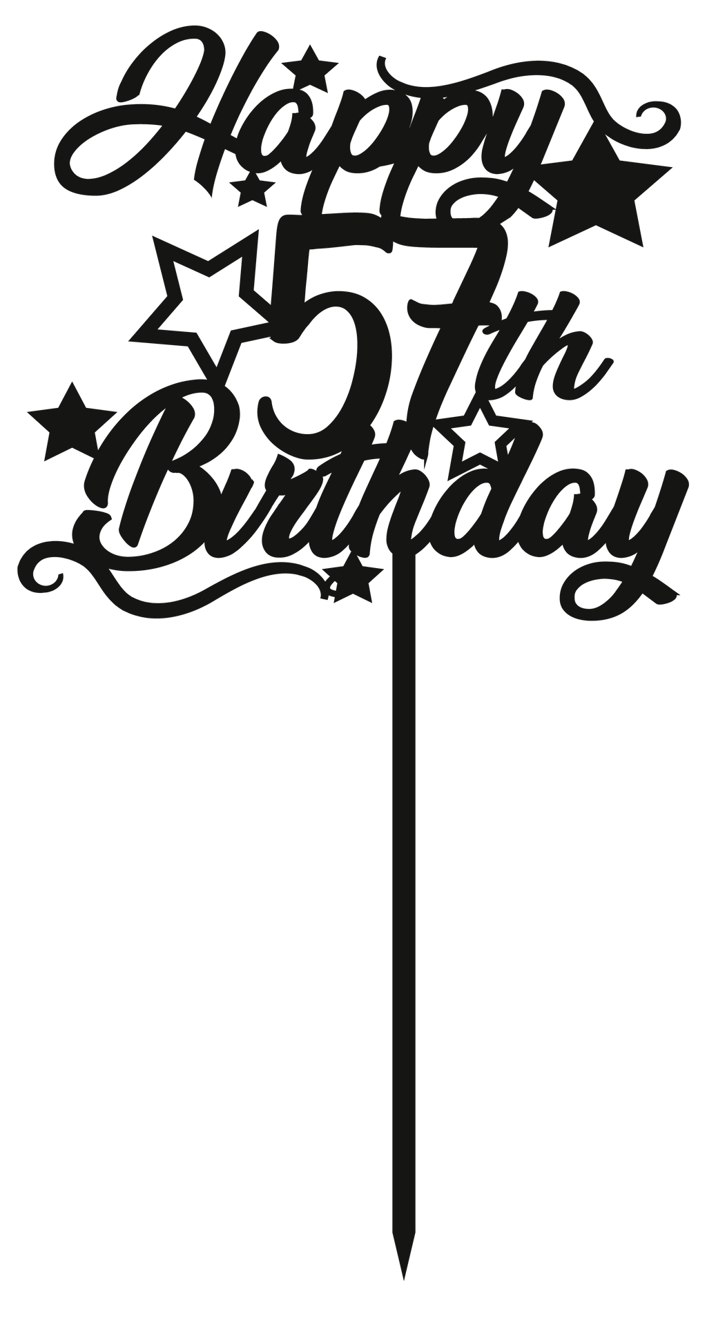 57th Birthday - Numbered - Cake Topper - The Create Studio