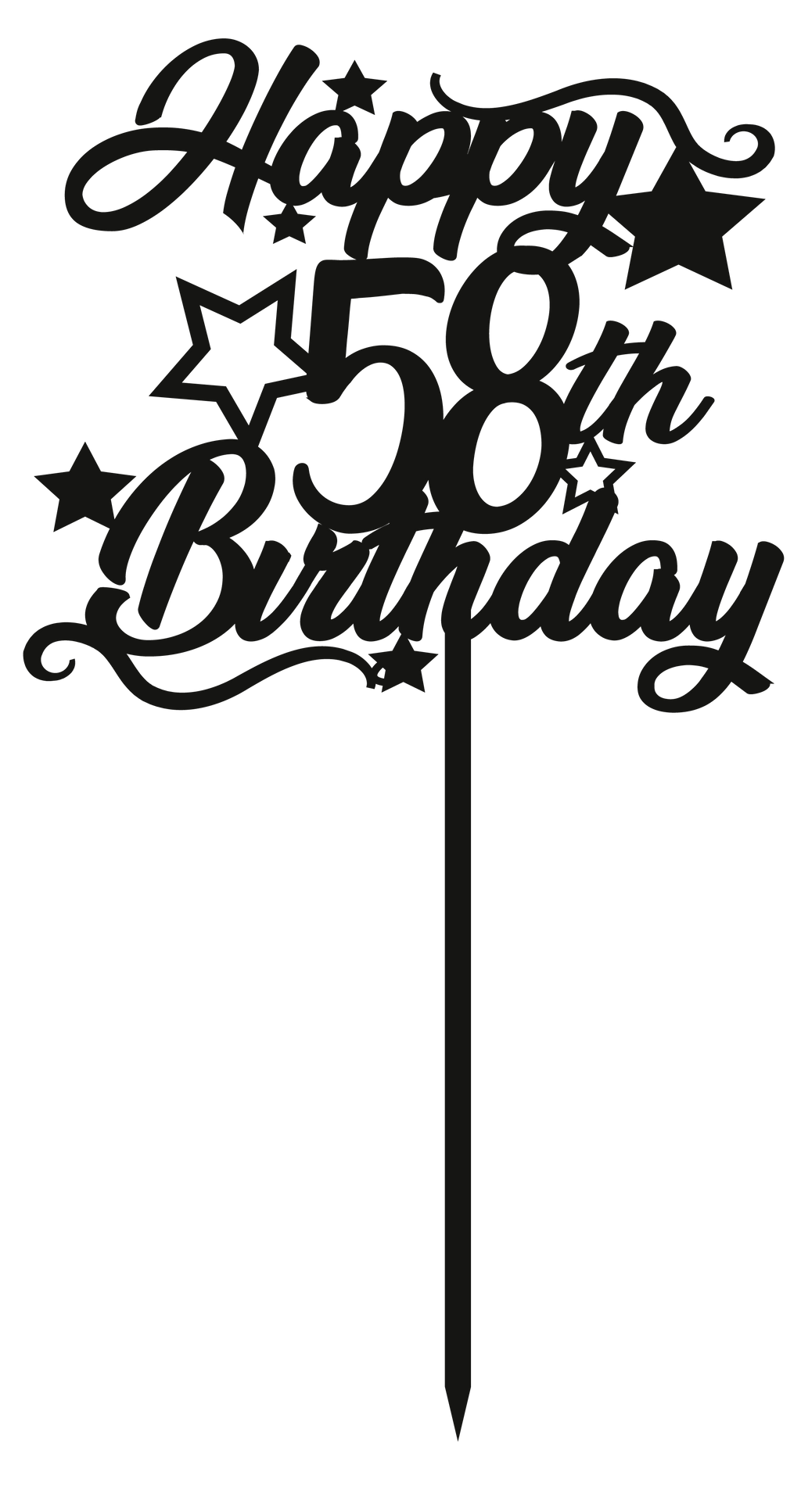58th Birthday - Numbered - Cake Topper - The Create Studio