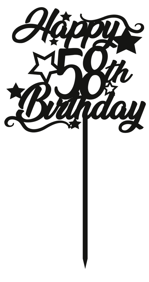 58th Birthday - Numbered - Cake Topper - The Create Studio