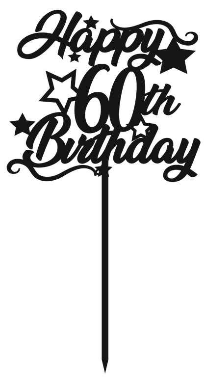 60th Birthday - Numbered - Cake Topper