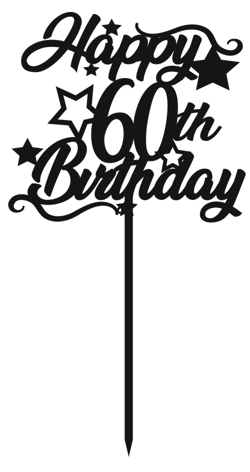 60th Birthday - Numbered - Cake Topper - The Create Studio