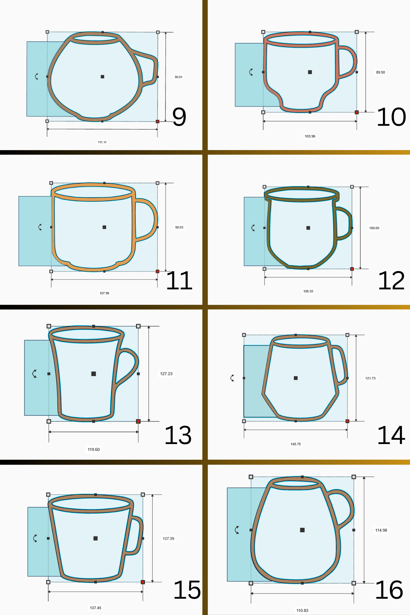 Set of 30 Mug-Shaped Pottery Ribs - Durable Plastic Clay Tools for Potters
