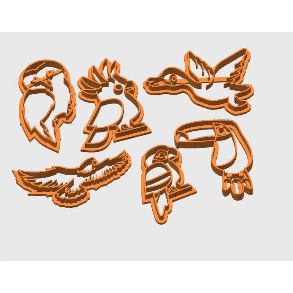 Bird Cookie Cutter Set | 6 Designs: Duck, Eagle, Owl, Parrot, Toucan