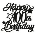 The Create Studio 100th birthday cake topper featuring elegant lettering and stars
