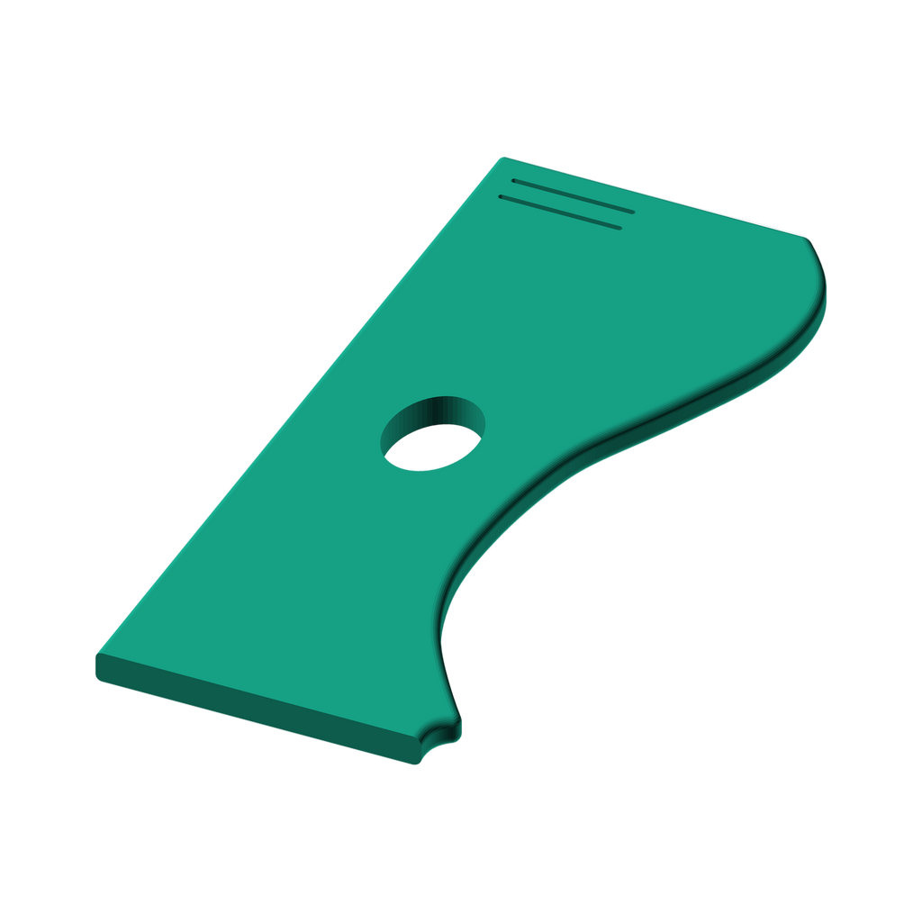 Green ceramic rib tool for pottery by The Create Studio with curved and flat edges