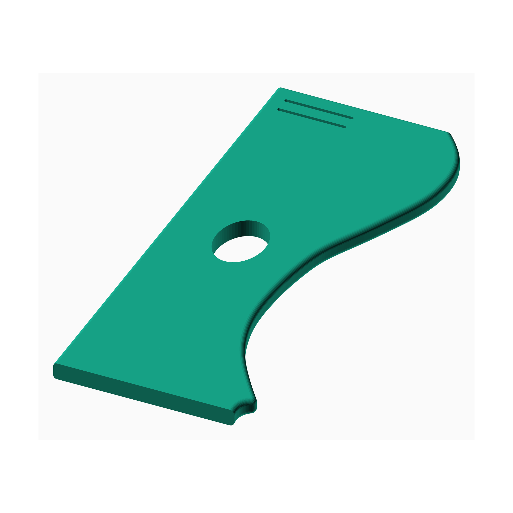 Green ceramic rib tool for pottery by The Create Studio with curved and flat edges