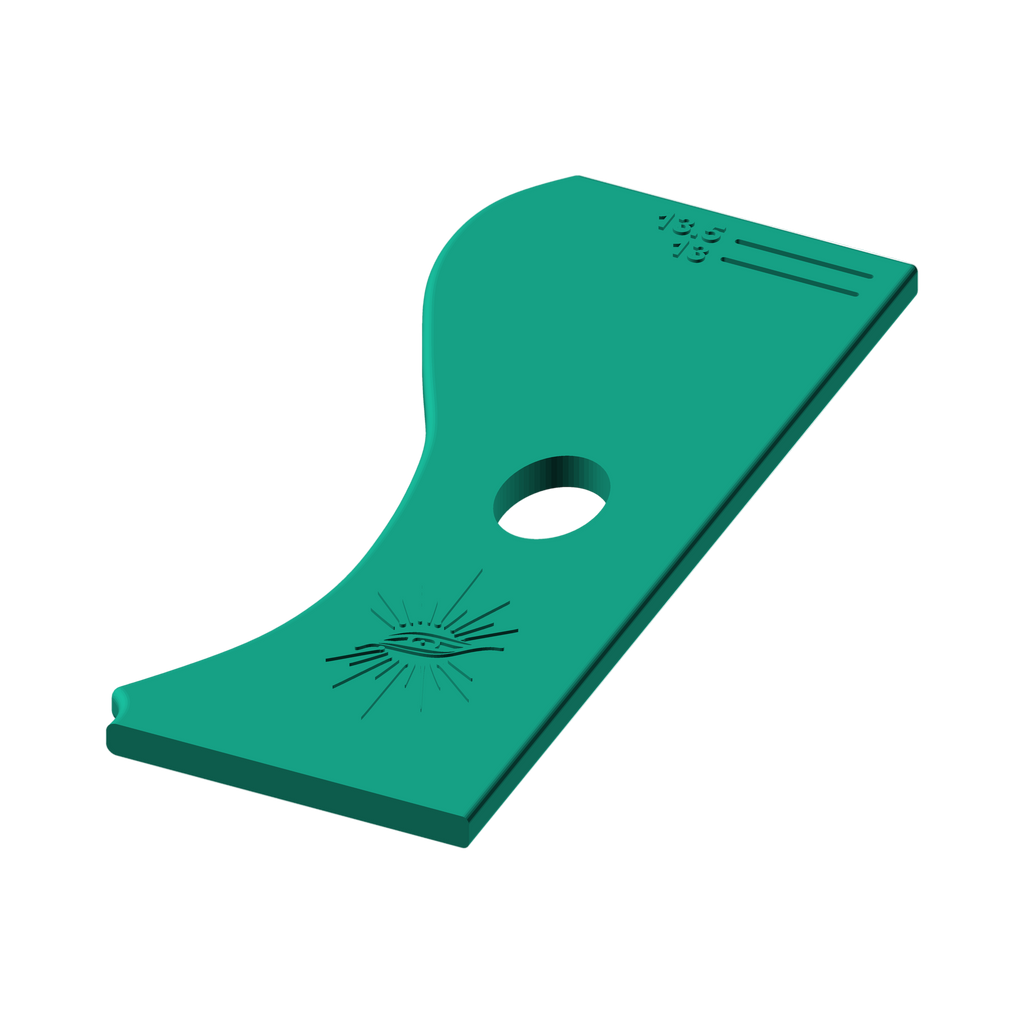 Green ceramic rib tool for pottery by The Create Studio with ergonomic shape and textured details