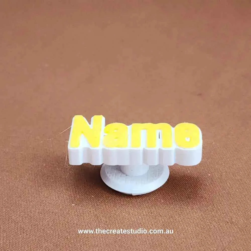 Personalized Name Charms for Crocs in Yellow and White for Custom Footwear Style