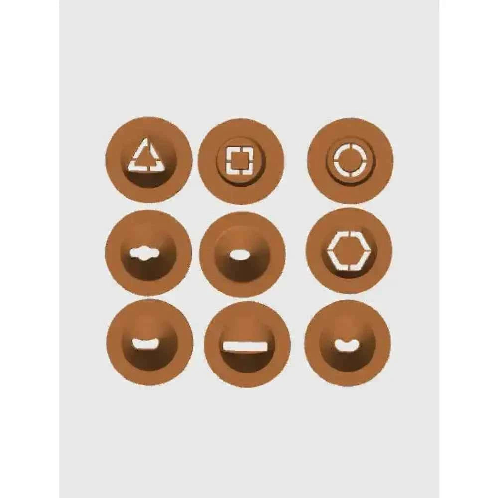 Clay gun dies set with various shapes for creating unique pottery designs and textures