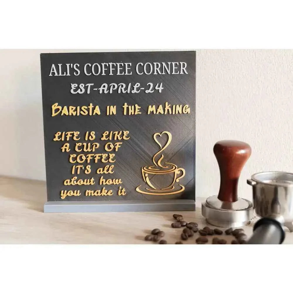 Custom Coffee Stand with Inspirational Quotes for Unique custom coffee bar decor
