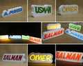 Custom gift light box in various colors showcasing names for personalized home decor