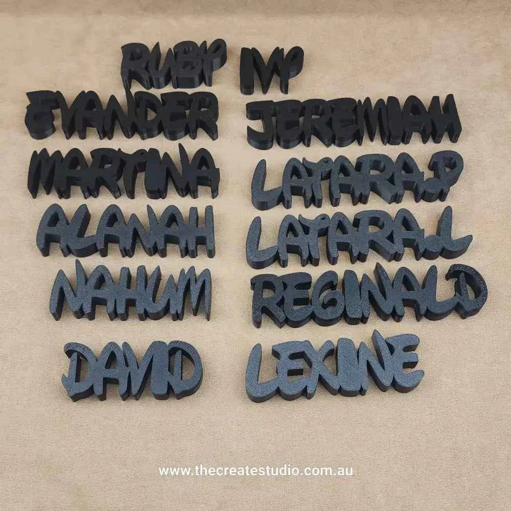 Custom name decor gift featuring personalized name cutouts on a neutral background