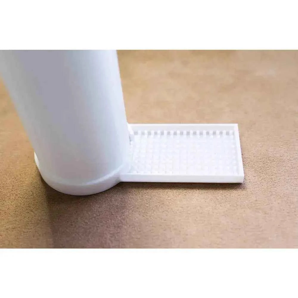 Cylindrical bee feeder in white with a feeding tray, perfect for beekeeping enthusiasts