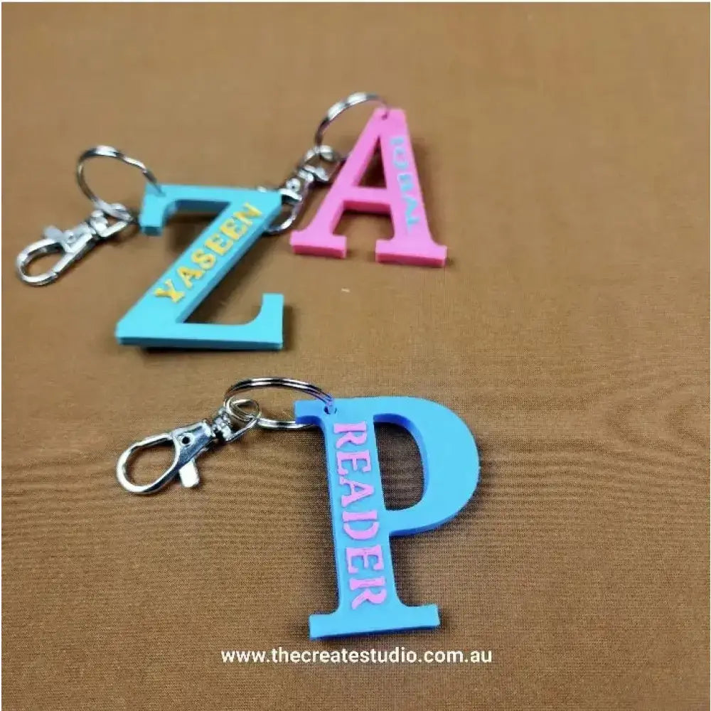 Dual color name initial keychain - personalised - keychains