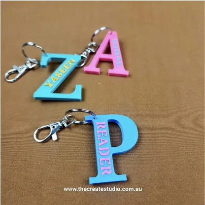 Dual color name initial keychain - personalised - keychains