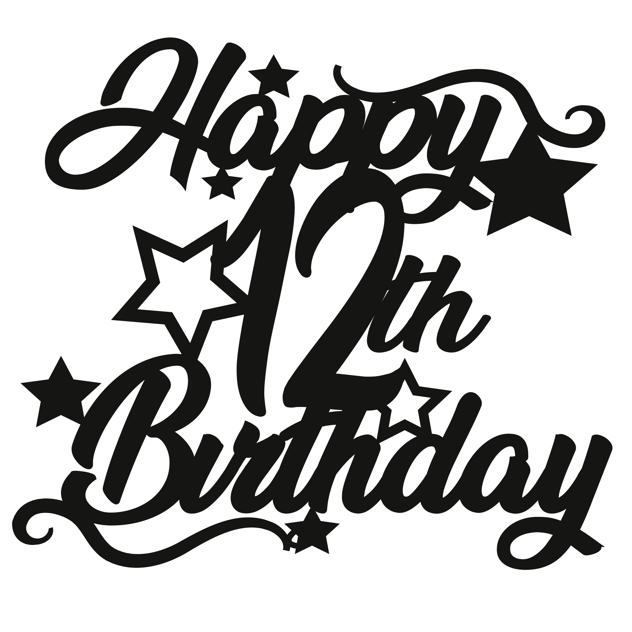 Cake Topper - Circular Number Twelve 12 - The Create Studio